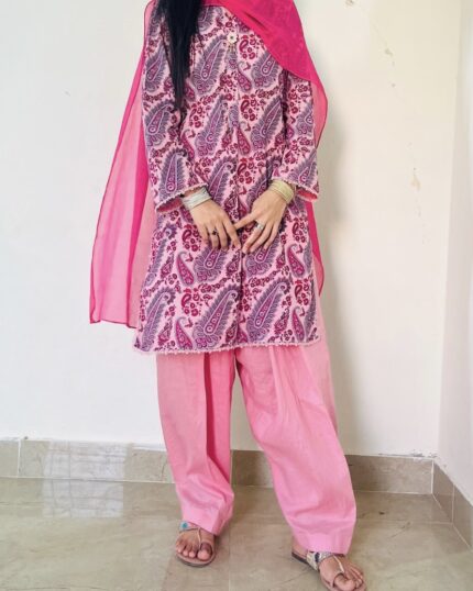 Pink lawn 2 piece stitched